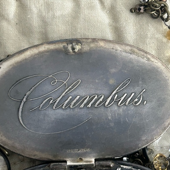 Antique World Fair Christopher Columbus Leather Scene Coin Purse Necklace - Picture 6 of 8